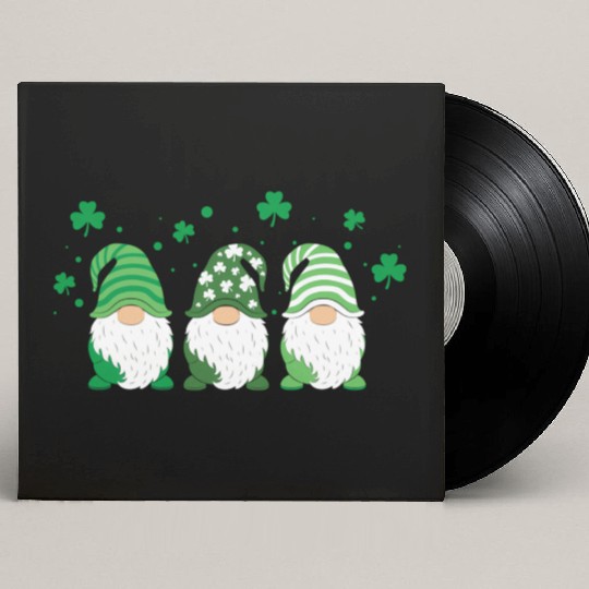 Gnomes Holding Shamrock Leopard Plaid St Patrick'S Custom Vinyl Record Sleeves