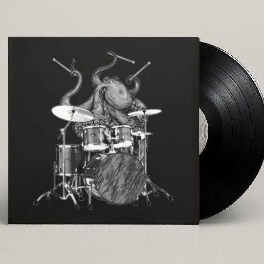 Octopus Playing Drums Drummer Ocean Creature Band Custom Vinyl Record Sleeves