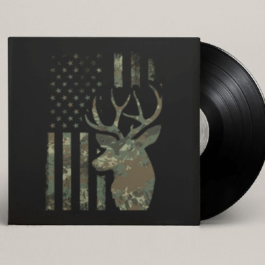Camo American Flag Buck Hunting For Elk Deer Custom Vinyl Record Sleeves