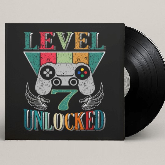 7th Birthday Level 7 Gamer Gaming Gambling Custom Vinyl Record Sleeves