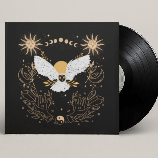 Dark Academia Tarot Card Sun Moon Crystals Owl Custom Vinyl Record Sleeves
