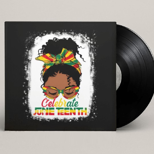 Black Messy Bun Juneteenth Celebrate Indepedence Custom Vinyl Record Sleeves