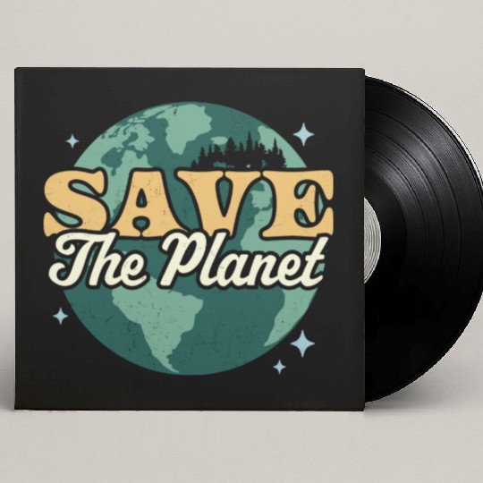 Save The Planet Environmental Retro Vintage Earth Custom Vinyl Record Sleeves