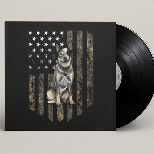 Camo American Flag Australian Cattle Dog 4Th Of Custom Vinyl Record Sleeves