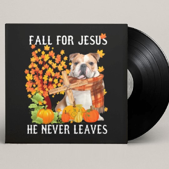 Bulldog Autumn Fall For Jesus He Never Leaves Custom Vinyl Record Sleeves