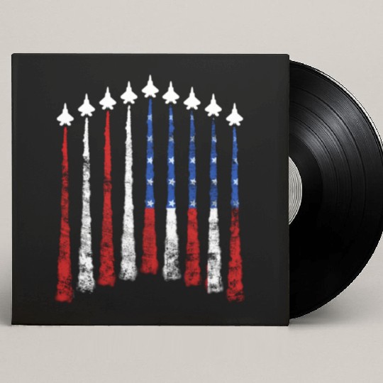 Fighter Air Plane Us Veterans y American Flag Custom Vinyl Record Sleeves