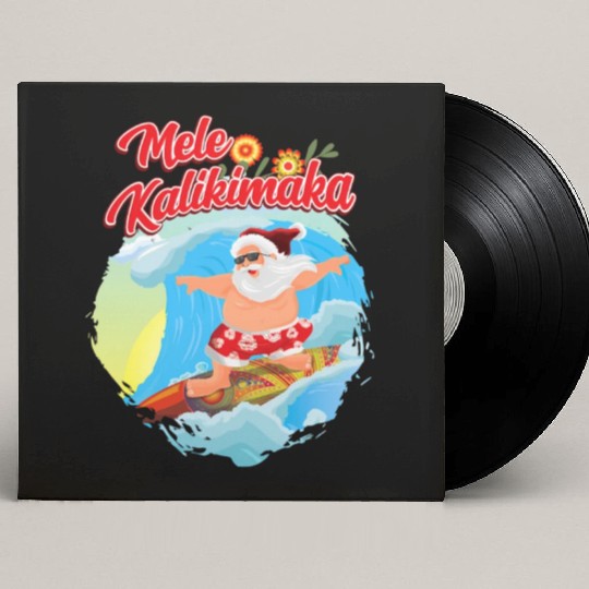 In July Santa Surfing Mele Kalikimaka Custom Vinyl Record Sleeves