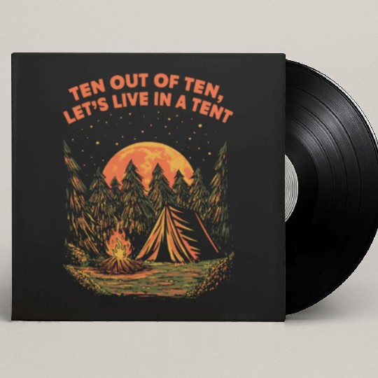Lets Live in a Tent Camping Wildlife Camper Outdoo Custom Vinyl Record Sleeves