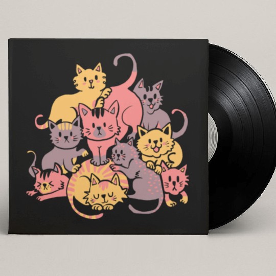 Cats Pile Mountain Of Cute Kittens Custom Vinyl Record Sleeves