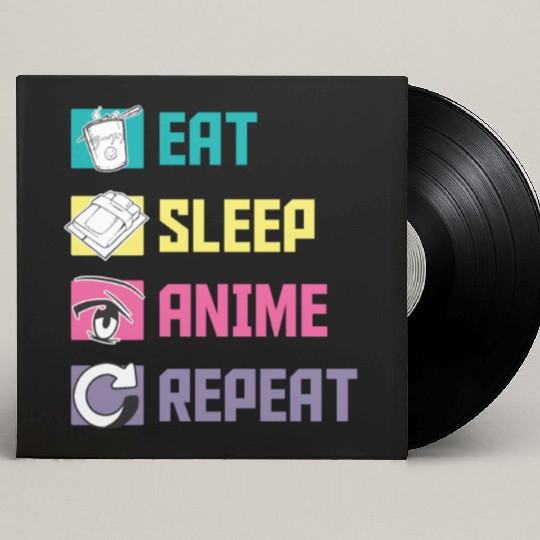 Eat Sleep Anime Repeat funny Custom Vinyl Record Sleeves