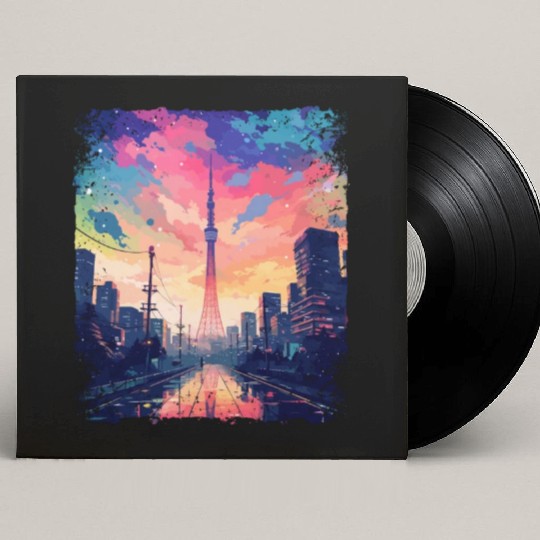 Vaporwave Japanese Aesthetic Skytree Tokyo Sight Custom Vinyl Record Sleeves