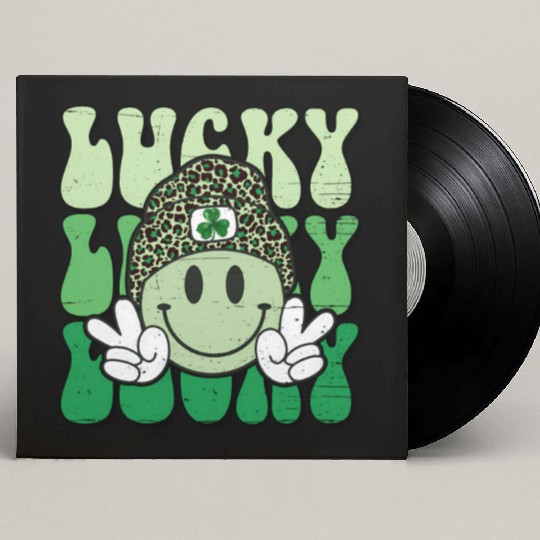 St Patric Day Lucky Shamrock Smile Face Custom Vinyl Record Sleeves