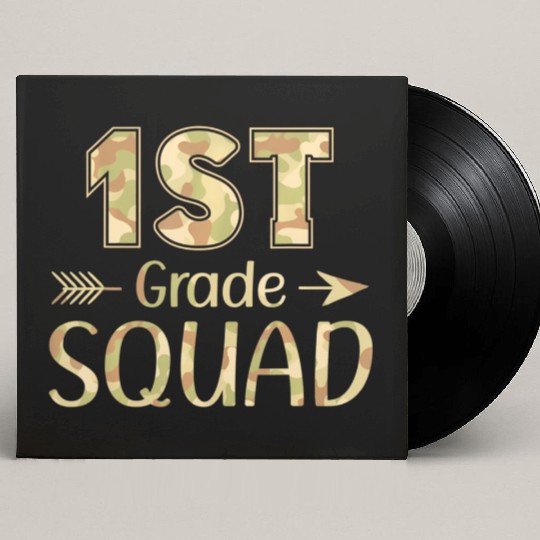 1st Grade Squad Teacher & Student Camo Back To Custom Vinyl Record Sleeves