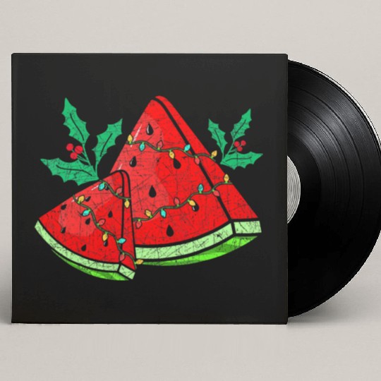 Christmas Watermelon Tropical Summer Christmas In Custom Vinyl Record Sleeves