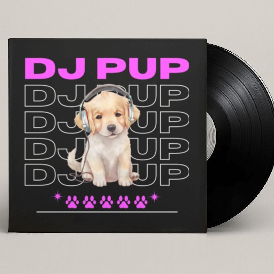 DJ PUP - Robotic Puppy with Headphones Custom Vinyl Record Sleeves
