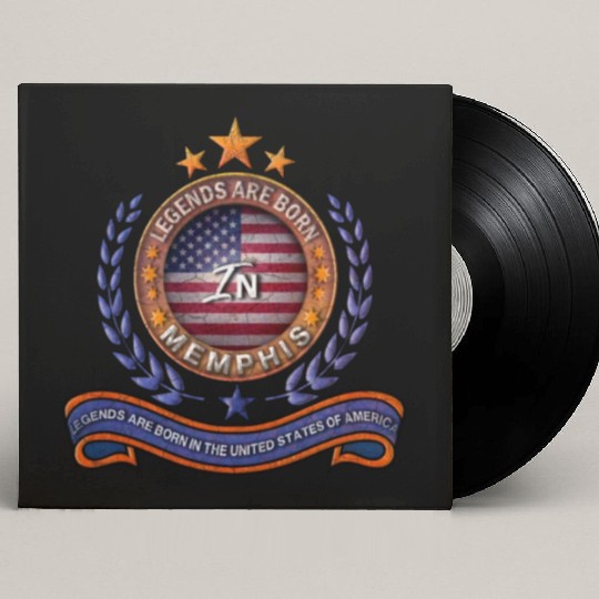 Legends of Memphis Tennessee Retro USA Flag Custom Vinyl Record Sleeves