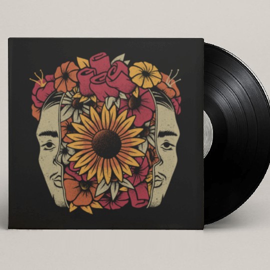Frida Kahlo Head Flowers Custom Vinyl Record Sleeves