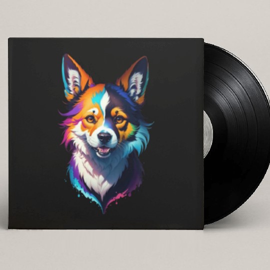 colorful rainbow realistic corgi dog design Custom Vinyl Record Sleeves