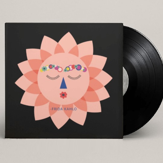 Colorful Cute Funny Sun Frida Kahlo Portrait Viva Custom Vinyl Record Sleeves