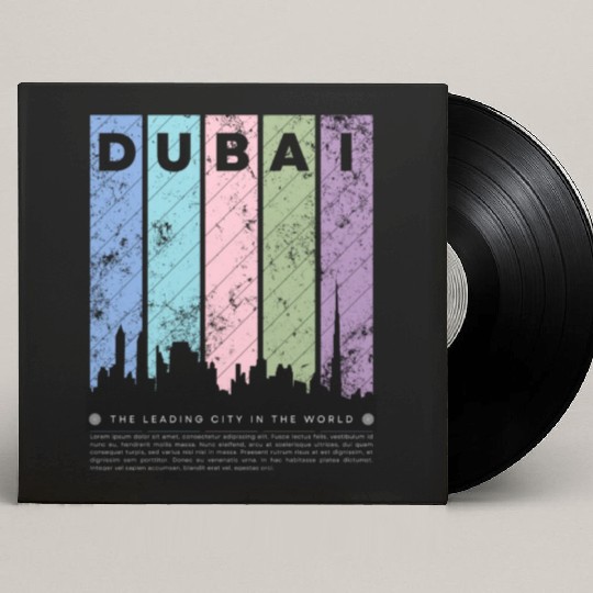 Black Colorful Dubai The Leading City in the World Custom Vinyl Record Sleeves