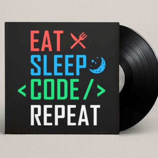 Eat Sleep Code Repeat Funny Programming Computer Custom Vinyl Record Sleeves
