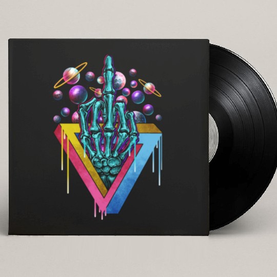 Trippy skeleton middle finger Custom Vinyl Record Sleeves