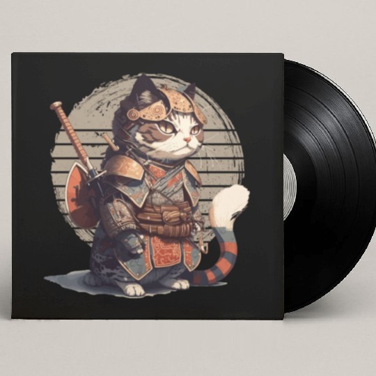 Samurai Cat Warrior Japanese Ninja Cat Kawaii Custom Vinyl Record Sleeves