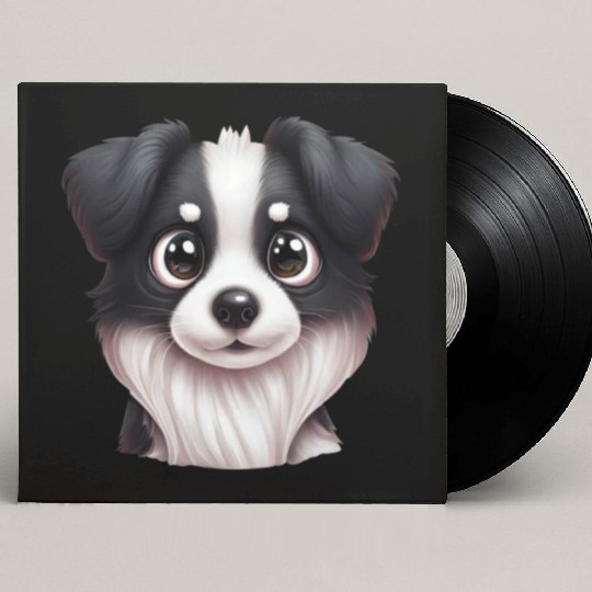 Intelligent Border Collie Portrait Custom Vinyl Record Sleeves