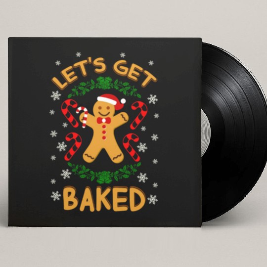 Let's Get Baked Gingerbread Cookies Candy Cane Custom Vinyl Record Sleeves