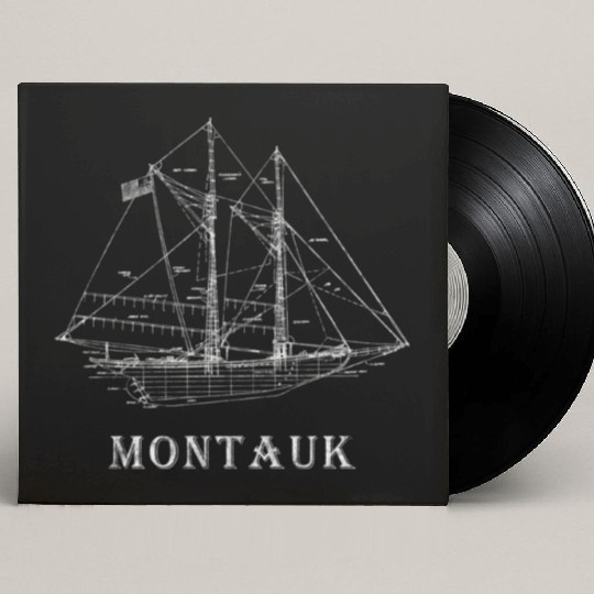 Sailboat Blueprint Montauk Ny Sailing Vacation Custom Vinyl Record Sleeves