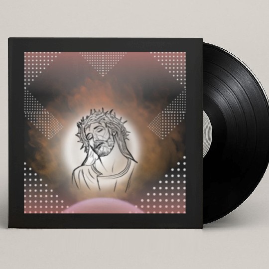 Sacred Jesus with Crown of Thorns Illustration Custom Vinyl Record Sleeves