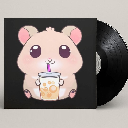 Kawaii hamster with bubble tea Custom Vinyl Record Sleeves