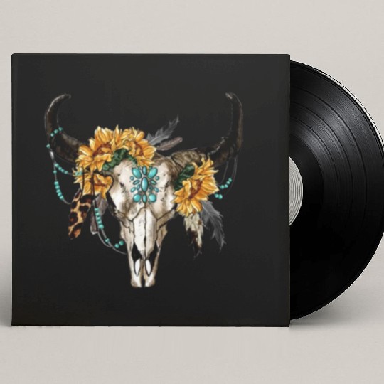 Bull Skull And Sunflowers Custom Vinyl Record Sleeves