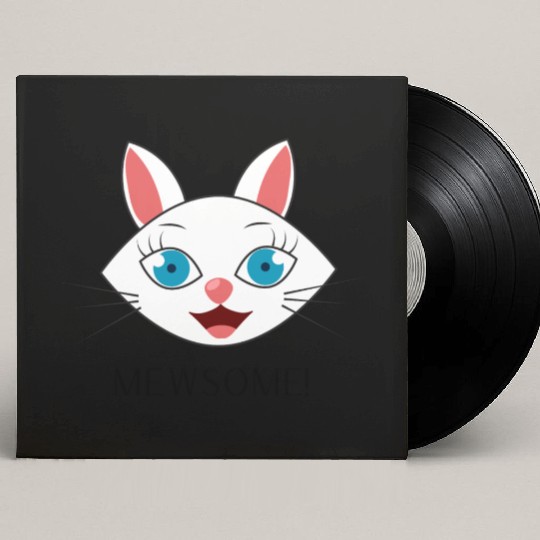 Mewsome White Cat Face Custom Vinyl Record Sleeves