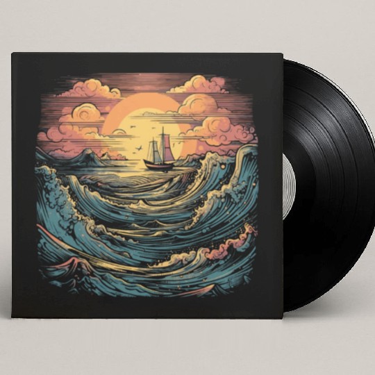 serene ocean sunset with large waves (9) Custom Vinyl Record Sleeves
