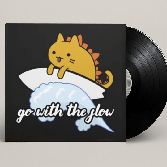 Catzilla Surfer Surf Lover Go With The Flow Custom Vinyl Record Sleeves