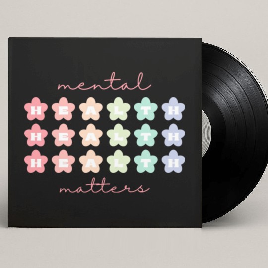 Mental Health Matters Retro Flowers Pastel Rainbow Custom Vinyl Record Sleeves