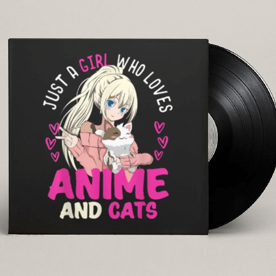 Anime Otaku Cats Japanese Anime Girl Kawaii Cat Custom Vinyl Record Sleeves
