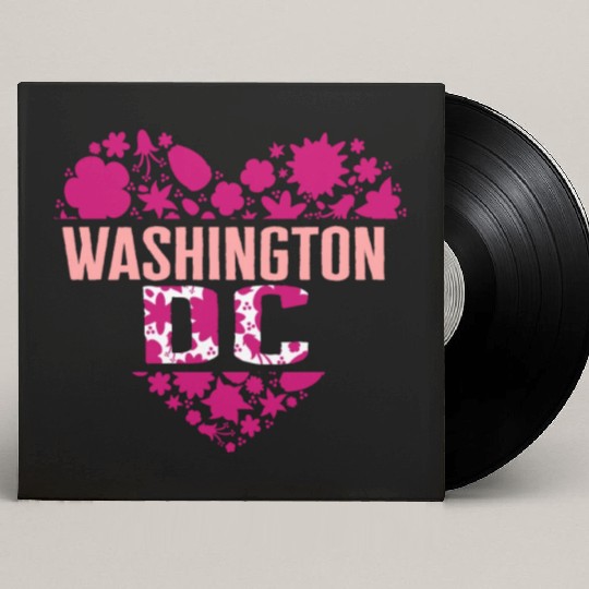 Washington DC Custom Vinyl Record Sleeves, Cherry Blossom Heart Floral