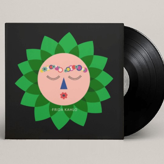 Cute Colorful Frida Kahlo Portrait Mexican Sun Custom Vinyl Record Sleeves