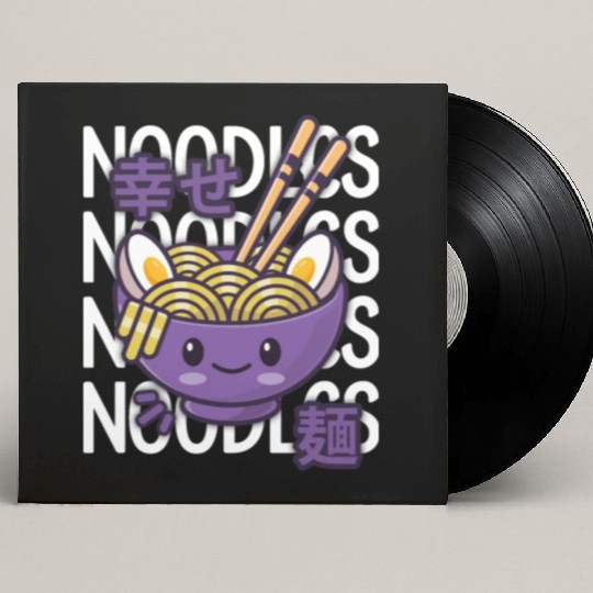 Kawaii Ramen Noodle Bowl Noodles Purple Custom Vinyl Record Sleeves