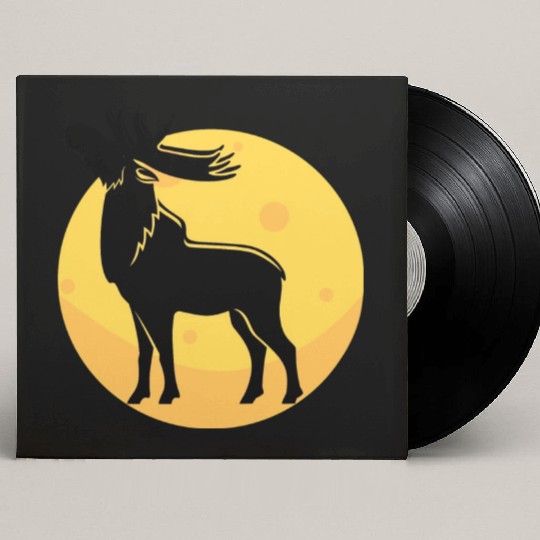moose elk deer in the moon light Custom Vinyl Record Sleeves