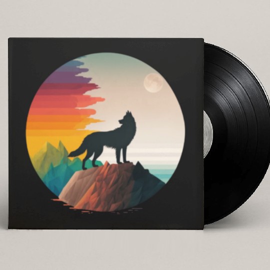 LGBTQIA+ Majestic wolf on the mountain top Custom Vinyl Record Sleeves