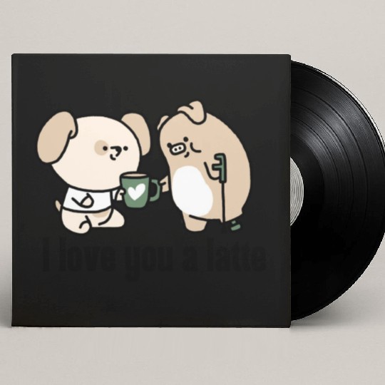 I Love You A Latte Cute Coffee Design Custom Vinyl Record Sleeves