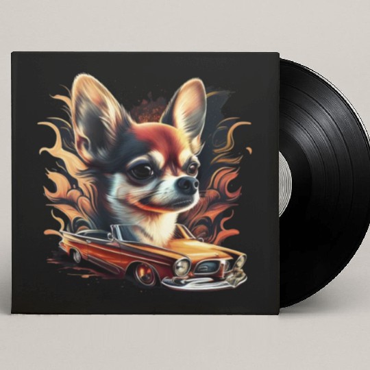 Chihuahua | Race Racing Car Funny Dog Mechanic Custom Vinyl Record Sleeves