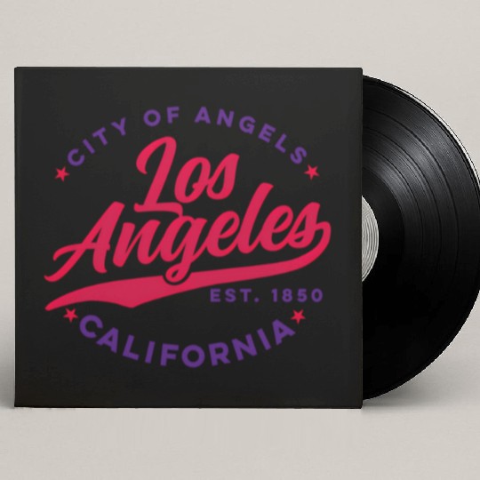 Los Angeles City Of Angels California Red Text Custom Vinyl Record Sleeves