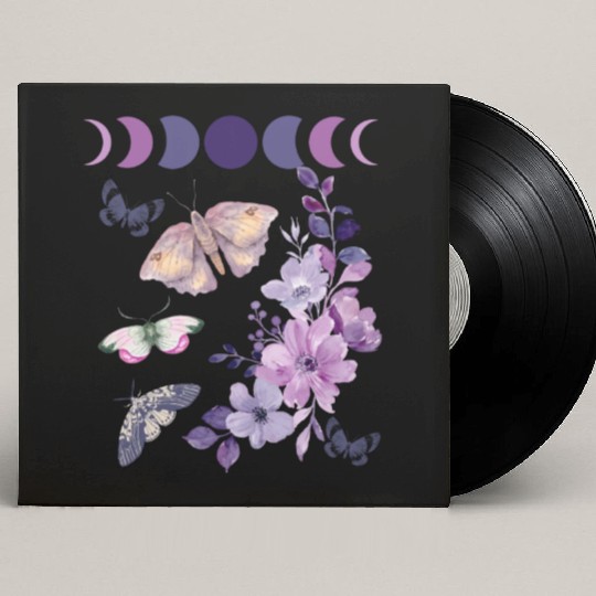 Violet Purple Moon Moth Flower Custom Vinyl Record Sleeves