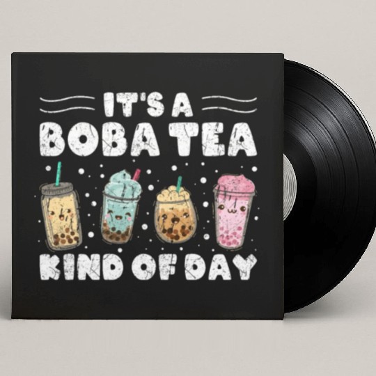 It´s A Boba Tea Kind Of Day Kawaii Bubble Tea Custom Vinyl Record Sleeves