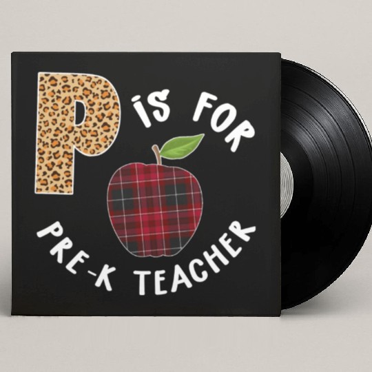 P Is For Pre K Teacher Leopard Buffalo Plaid T Custom Vinyl Record Sleeves