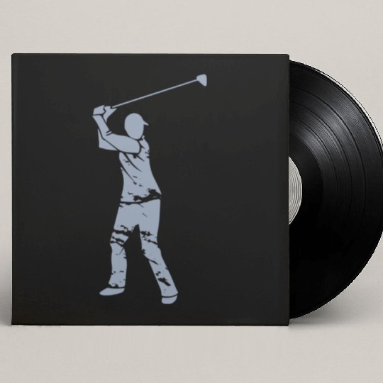 Golf Golfer Silhouette - White Grunge Design Custom Vinyl Record Sleeves
